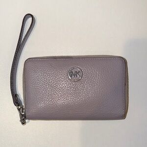 Michael Kors Lavender Pebbled Leather Wristlet Wallet